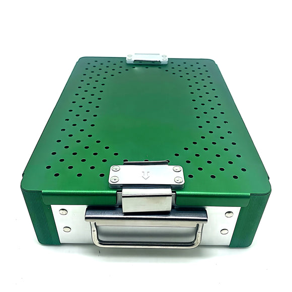 Instrument Sterilization case tray box with silicone mat 24cm*17.5cm*8cm green