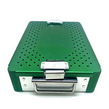 Instrument Sterilization case tray box with silicone mat 24cm*17.5cm*8cm green