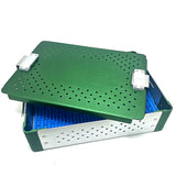 Instrument Sterilization case tray box with silicone mat 24cm*17.5cm*8cm green