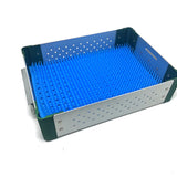 Instrument Sterilization case tray box with silicone mat 24cm*17.5cm*8cm green