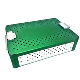 Instrument Sterilization case tray box with silicone mat 24cm*17.5cm*8cm green