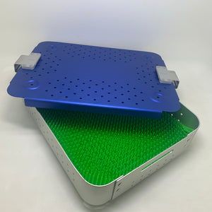 aluminium sterilization tray case 250mm green mat ophthalmic plastic orthopadic